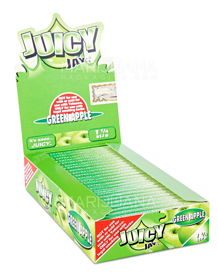 JUICY JAY'S | 'Retail Display' 1 1/4 Size Hemp Rolling Papers | 76mm - Green Apple - 24 Count Image