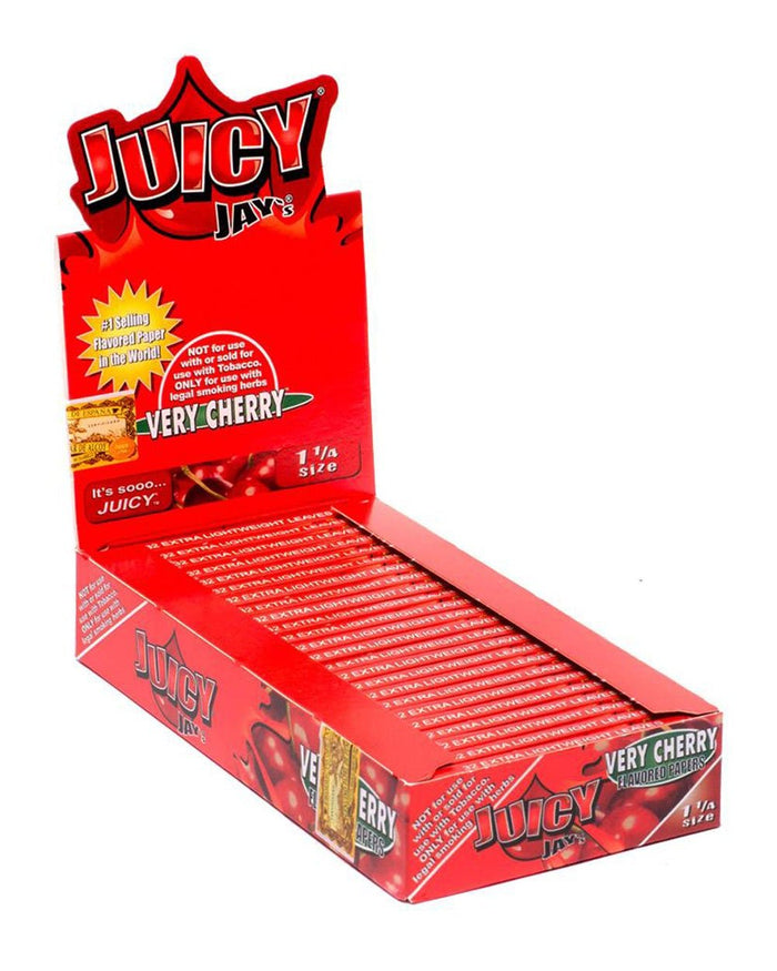 JUICY JAY'S | 'Retail Display' 1 1/4 Size Hemp Rolling Papers | 76mm - Very Cherry - 24 Count Image