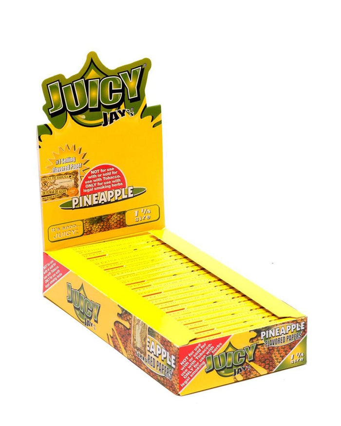 JUICY JAY'S | 'Retail Display' 1 1/4 Size Hemp Rolling Papers | 76mm - Pineapple - 24 Count Image