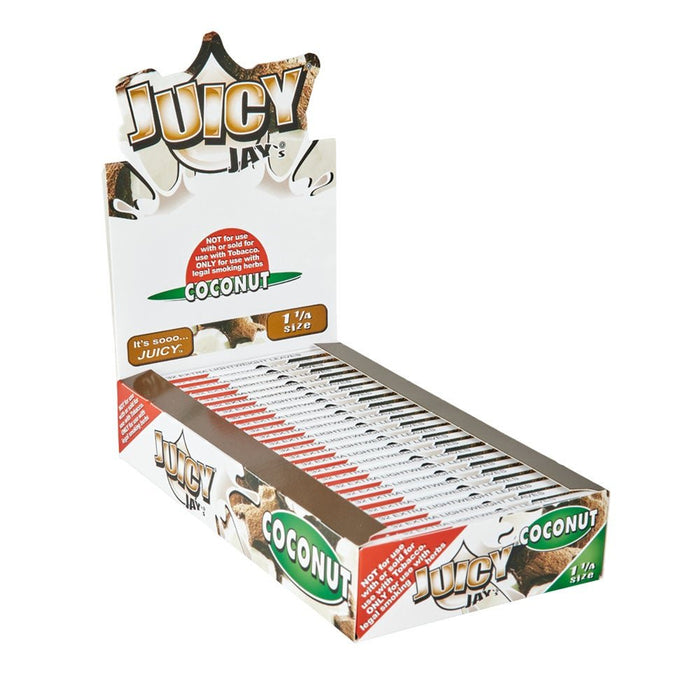 JUICY JAY'S | 'Retail Display' 1 1/4 Size Hemp Rolling Papers | 76mm - Coconut - 24 Count Image