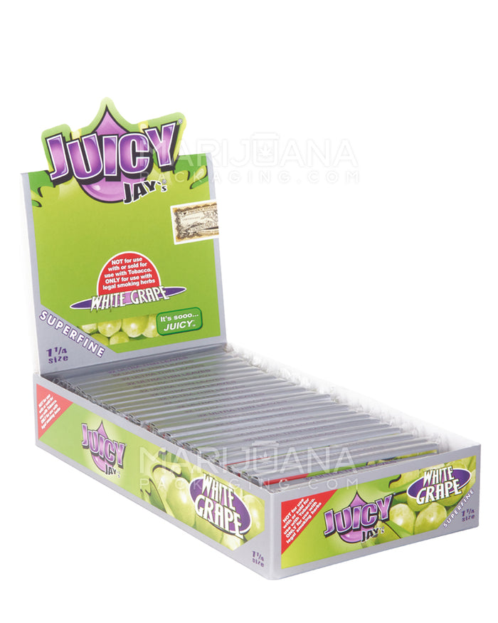 JUICY JAY'S | 'Retail Display' 1 1/4 Size Hemp Rolling Papers | 76mm - White Grape - 24 Count Image