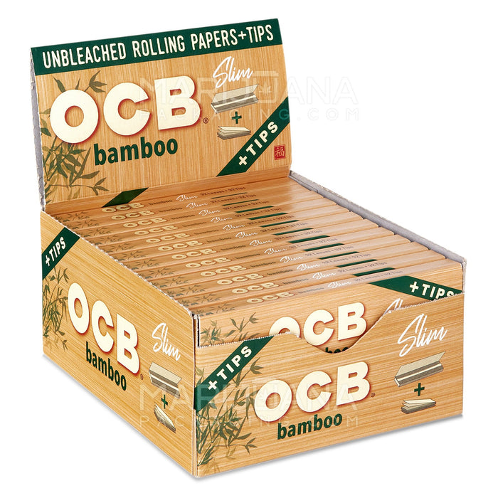 OCB | 'Retail Display' Slim Rolling Papers + Filter Tips | 109mm - Bamboo - 24 Count Image