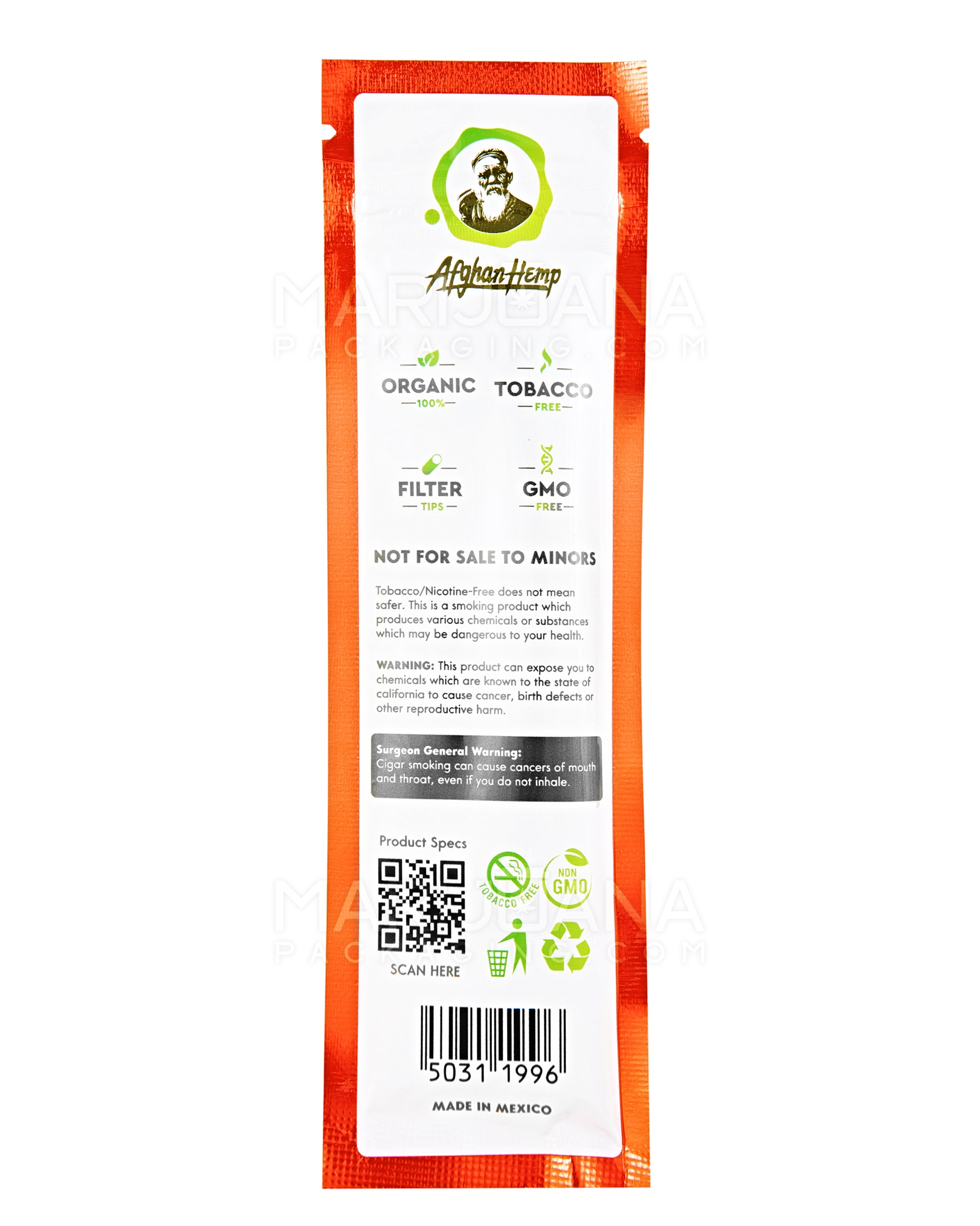 AFGHAN HEMP | 'Retail Display' Organic Hemp Blunt Wraps | 107mm - Mango - 25 Count - 4