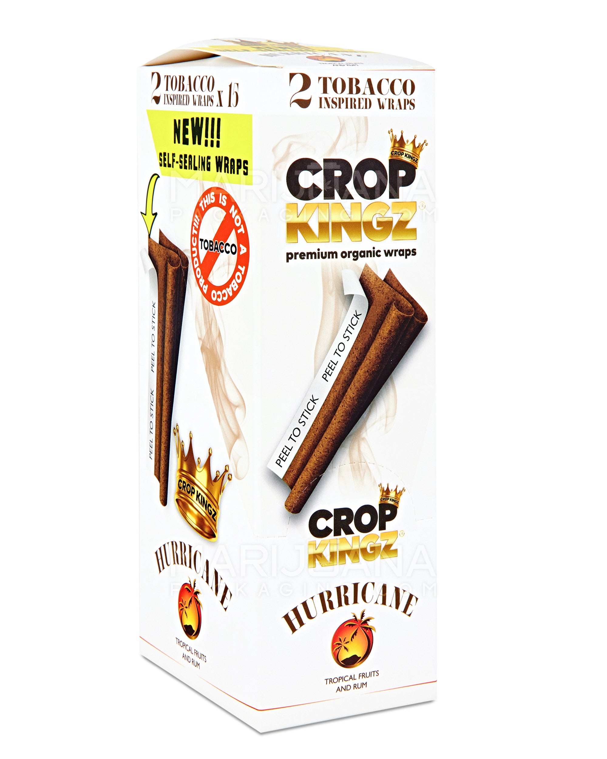 CROP KINGZ | 'Retail Display' Organic Hemp Blunt Wraps | Self Sealing - Hurricane - 15 Count - 2