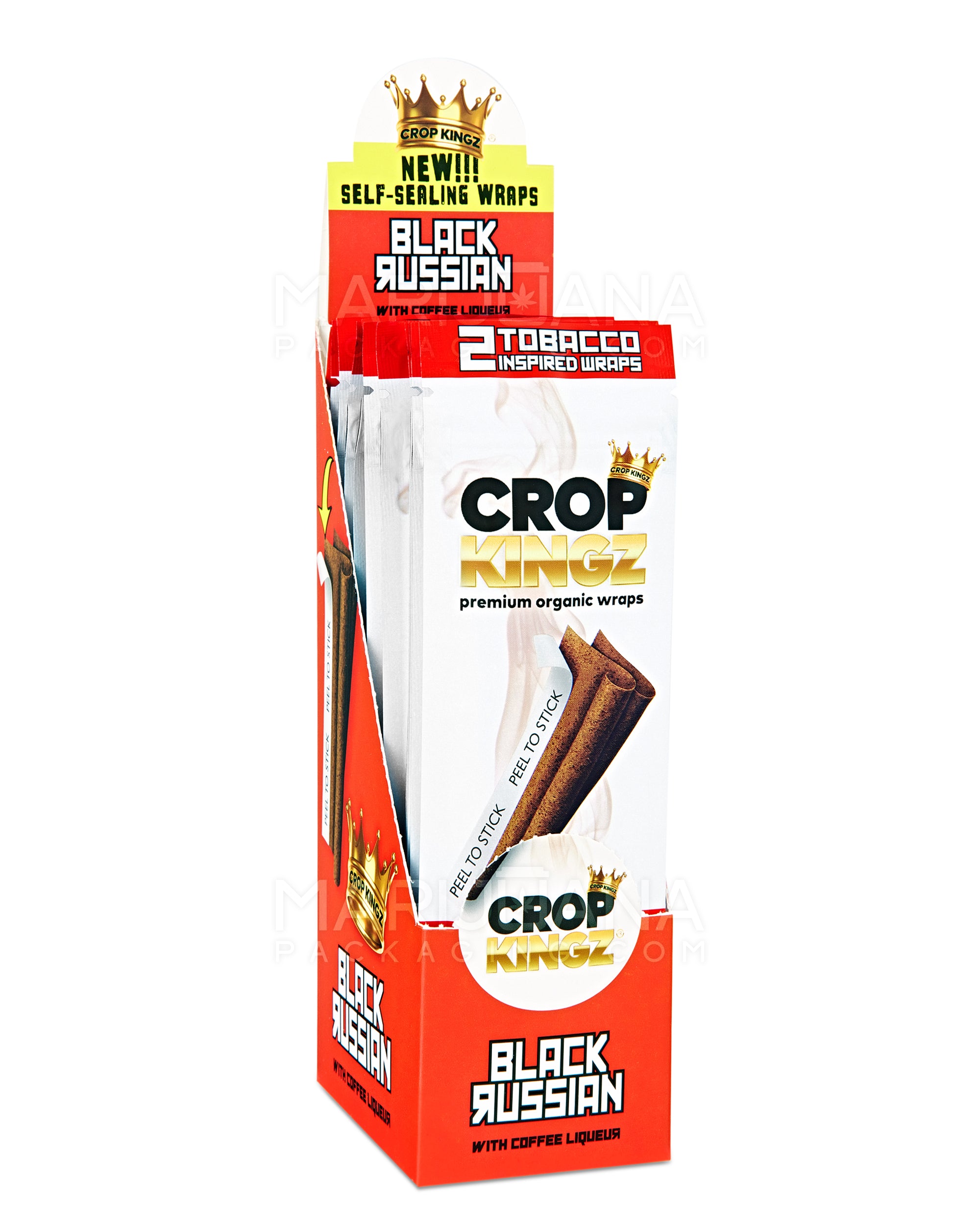 CROP KINGZ | 'Retail Display' Organic Hemp Blunt Wraps | Self Sealing - Black Russian - 15 Count - 1