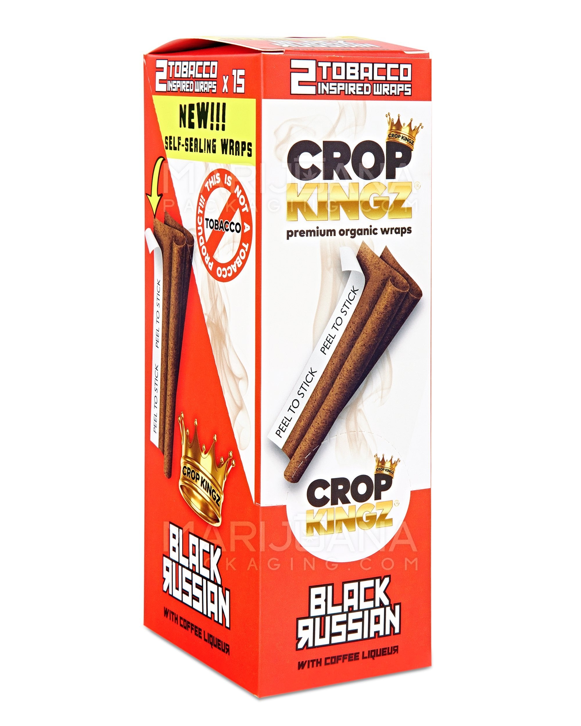 CROP KINGZ | 'Retail Display' Organic Hemp Blunt Wraps | Self Sealing - Black Russian - 15 Count - 2