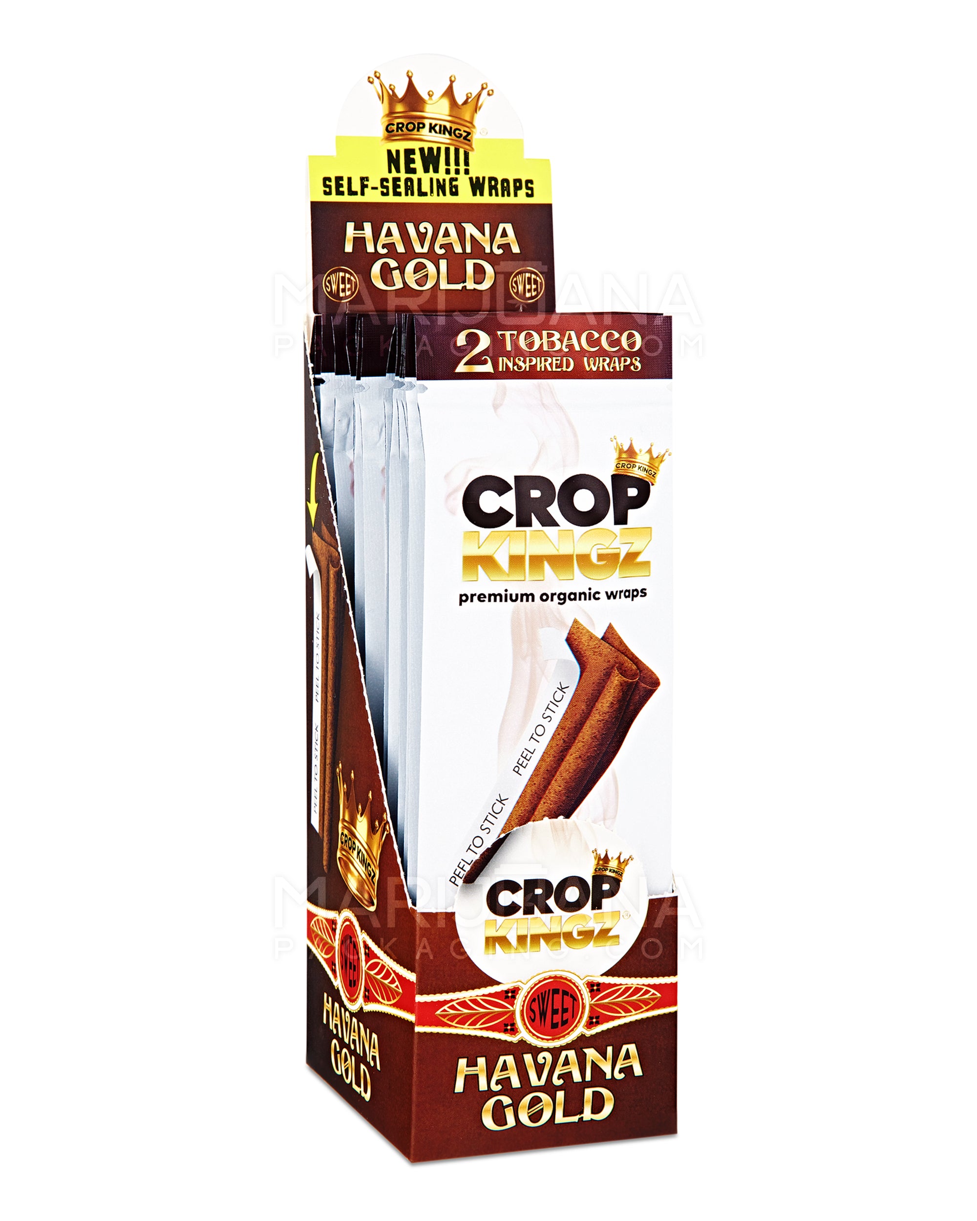 CROP KINGZ | 'Retail Display' Organic Hemp Blunt Wraps | Self Sealing - Havana Gold - 15 Count - 1