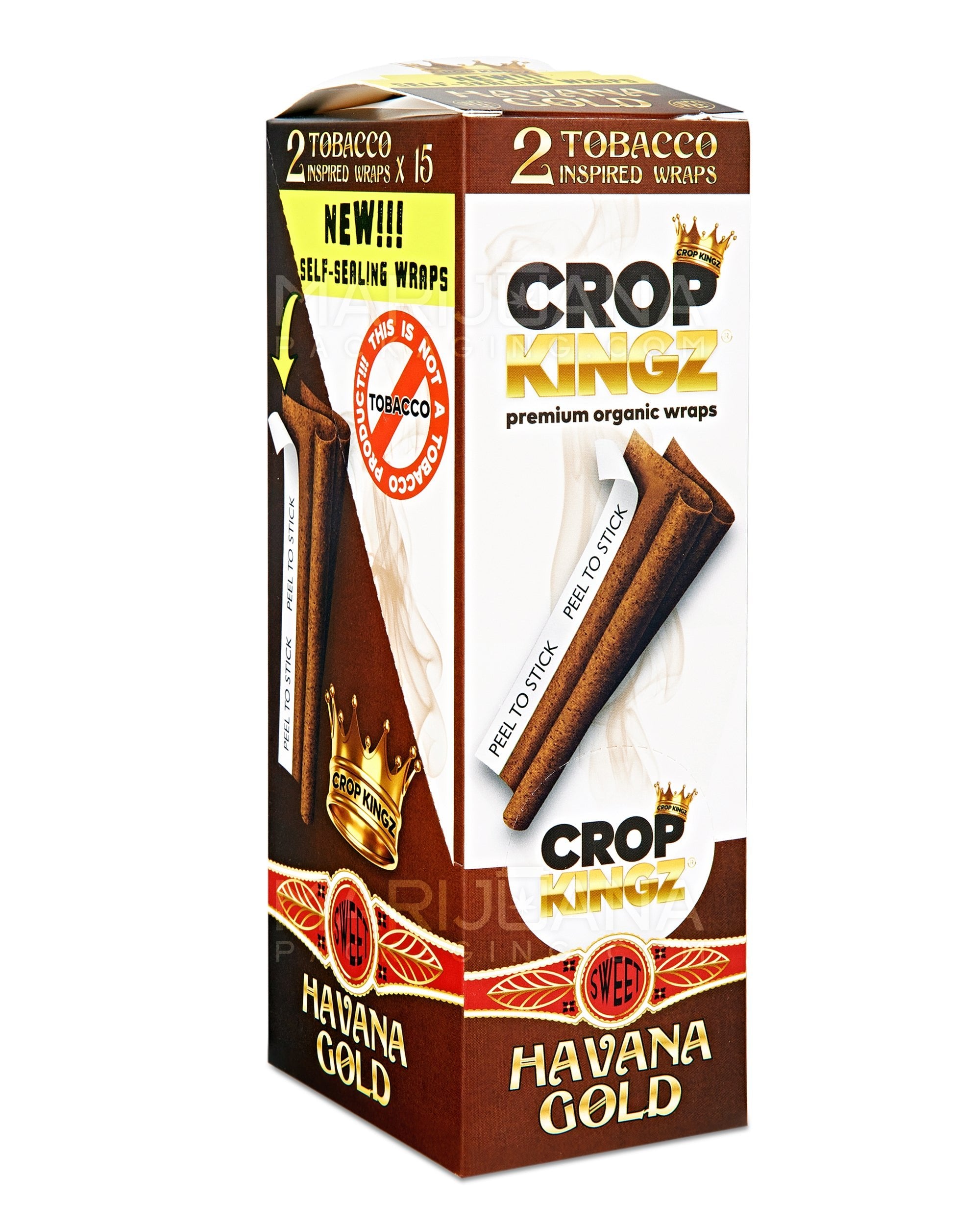 CROP KINGZ | 'Retail Display' Organic Hemp Blunt Wraps | Self Sealing - Havana Gold - 15 Count - 2