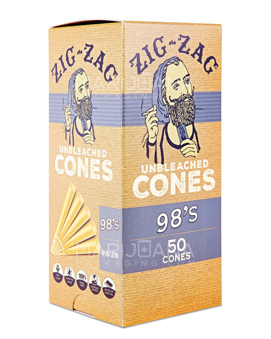 ZIG ZAG | 98 Size Pre-Rolled Cones | 98mm - Unbleached Paper - 50 Count - 1