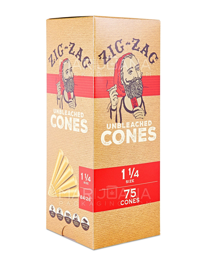 ZIG ZAG | 1 1/4 Size Pre-Rolled Cones | 84mm - Unbleached Paper - 75 Count Image