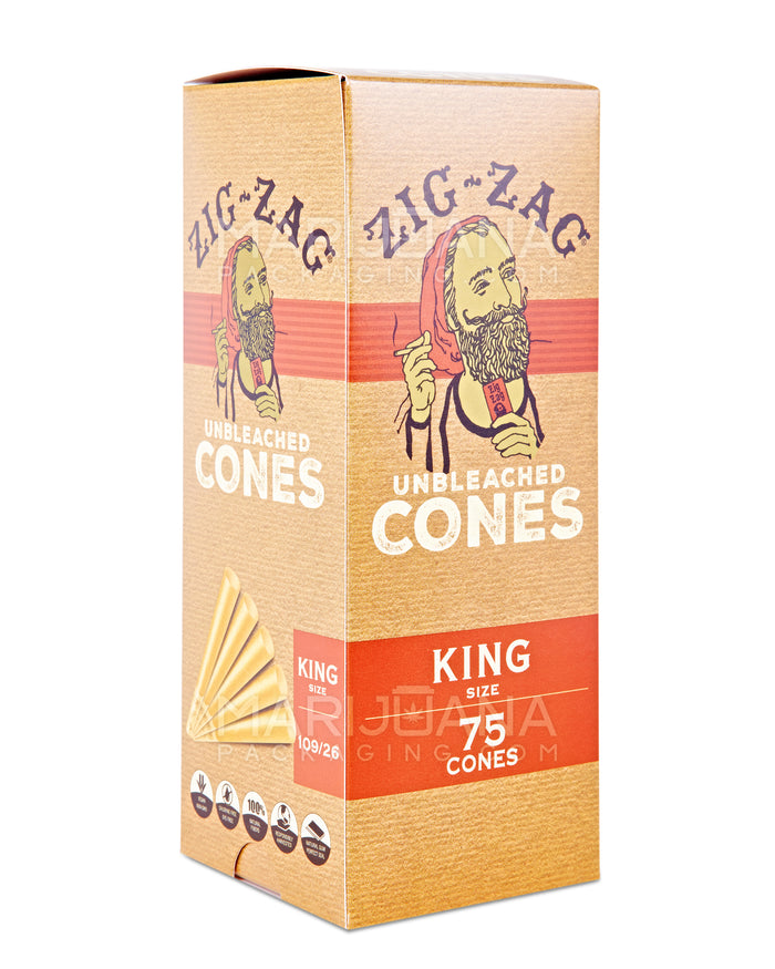 ZIG ZAG | King Size Pre-Rolled Cones | 109mm - Unbleached Paper - 75 Count Image