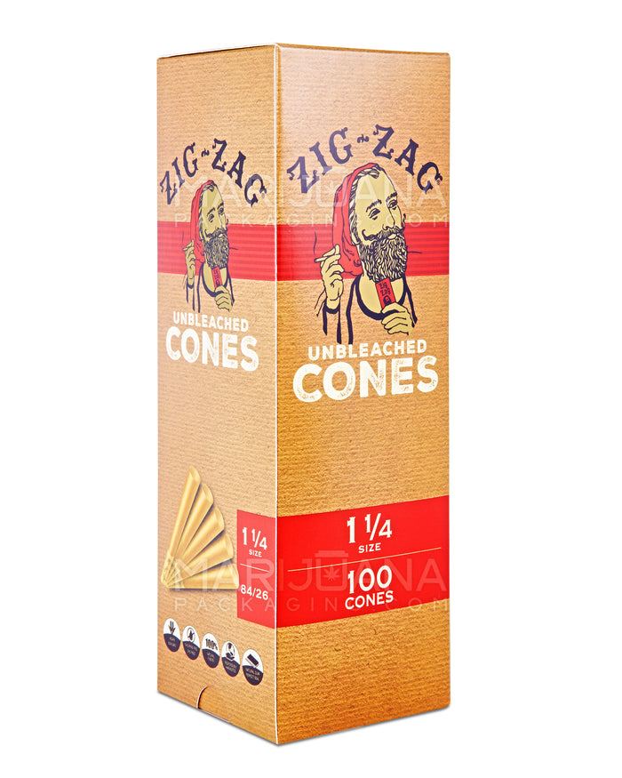 ZIG ZAG | 1 1/4 Size Pre-Rolled Cones | 84mm - Unbleached Paper - 100 Count Image