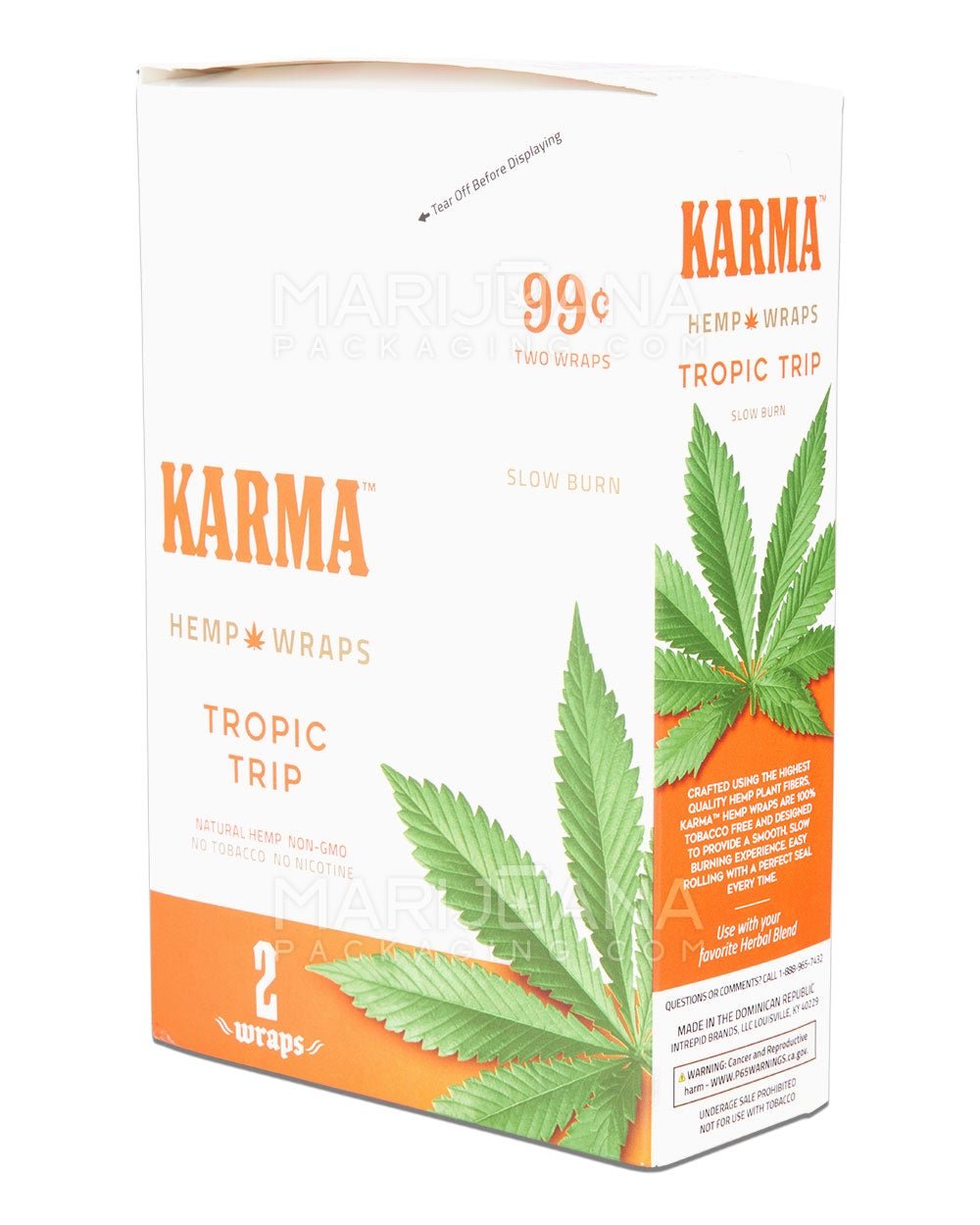 KARMA | 'Retail Display' Natural Hemp Blunt Wraps | 105mm - Tropic Trip - 25 Count - 2