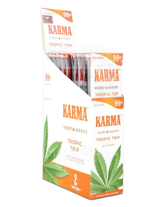 KARMA | 'Retail Display' Natural Hemp Blunt Wraps | 105mm - Tropic Trip - 25 Count - 1