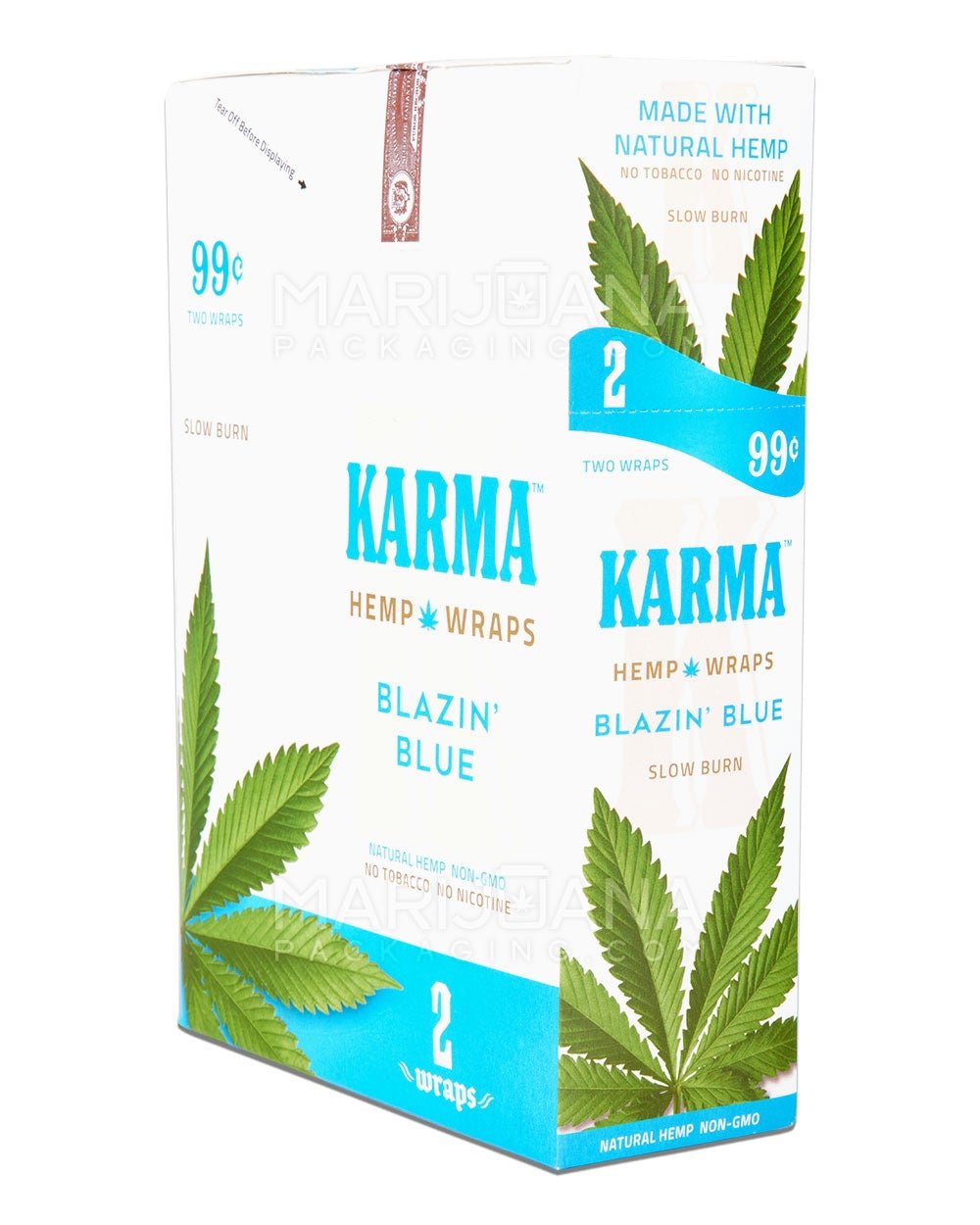 KARMA | 'Retail Display' Natural Hemp Blunt Wraps | 105mm - Blazin' Blue - 25 Count - 2