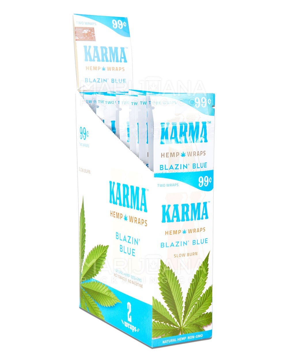 KARMA | 'Retail Display' Natural Hemp Blunt Wraps | 105mm - Blazin' Blue - 25 Count - 1