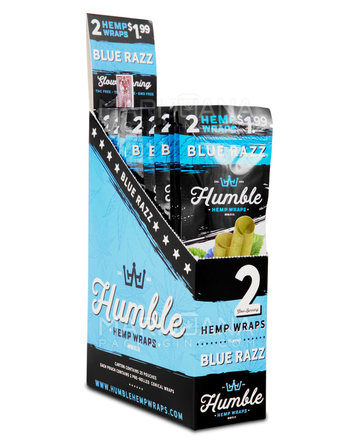 HUMBLE | 'Retail Display' Natural Hemp Blunt Wraps | 108mm - Blue Razz - 25 Count Image