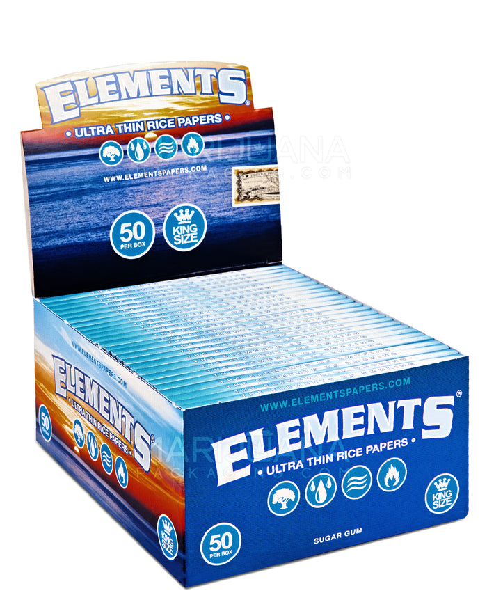 ELEMENTS | 'Retail Display' King Size Ultra Thin Rolling Papers | 110mm - Rice Paper - 50 Count Image