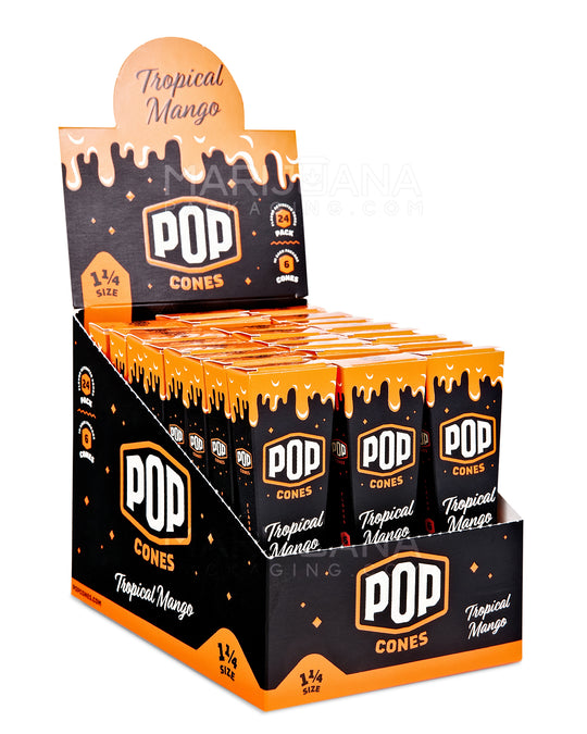 POP CONES | 'Retail Display' 1 1/4 Size Pre-Rolled Cones | 84mm - Tropical Mango - 24 Count - 1