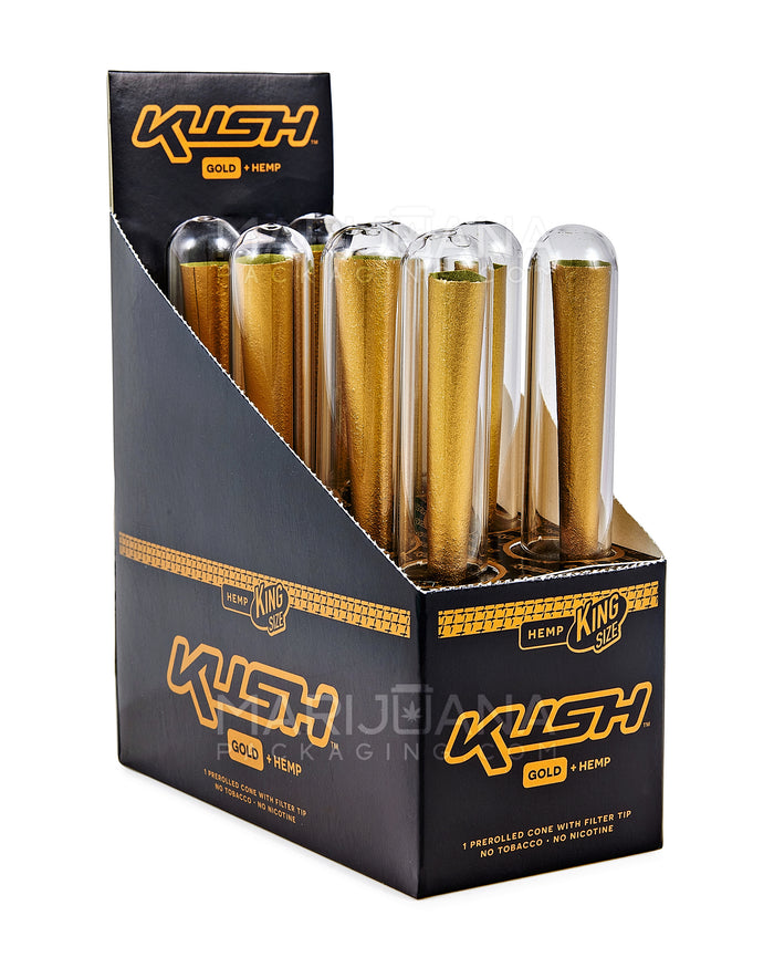 KUSH | 'Retail Display' 24K Gold King Size Pre Rolled Cones | 109mm - Gold - 8 Count Image
