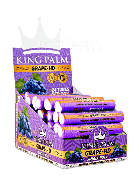 KING PALM | 'Retail Display' Mini Green Natural Leaf Tube Wraps | 84mm - Grape HD - 24 Count - 1