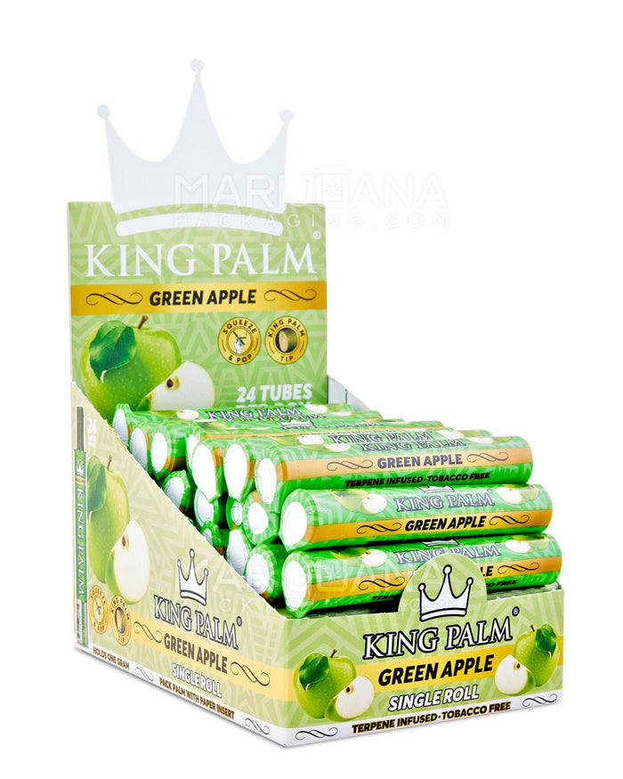 KING PALM | 'Retail Display' Mini Green Natural Leaf Tube Wraps | 84mm - Green Apple - 24 Count Image