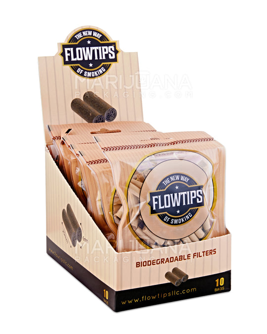 FLOWTIPS | 'Retail Display' Biodegradable Filter Tips | 20mm - Unbleached Bio Paper - 10 Count