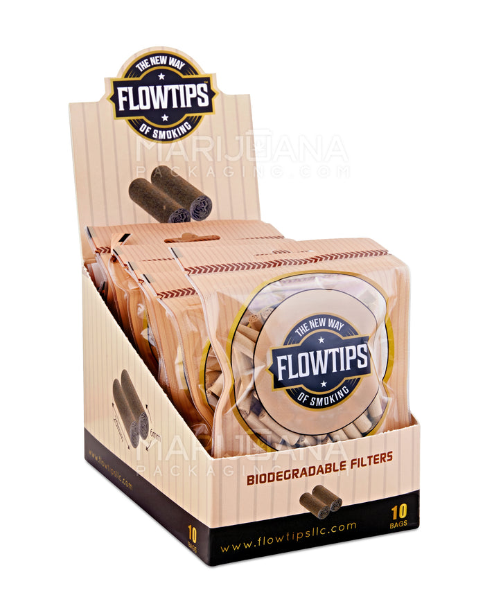 FLOWTIPS | 'Retail Display' Biodegradable Filter Tips | 20mm - Unbleached Bio Paper - 10 Count Image