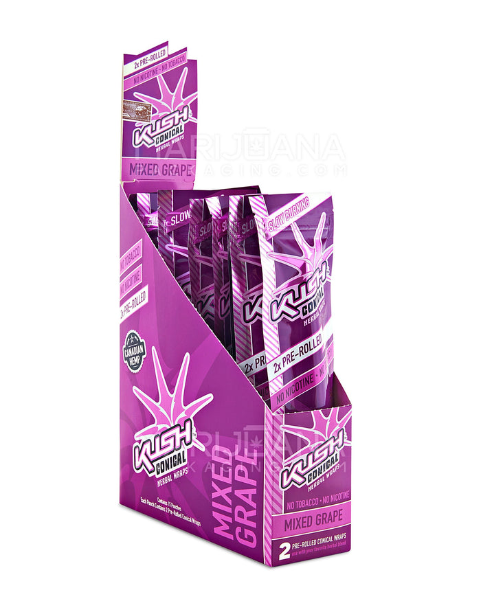 KUSH | 'Retail Display' Herbal Hemp Conical Wraps | 157mm - Mixed Grape - 15 Count Image