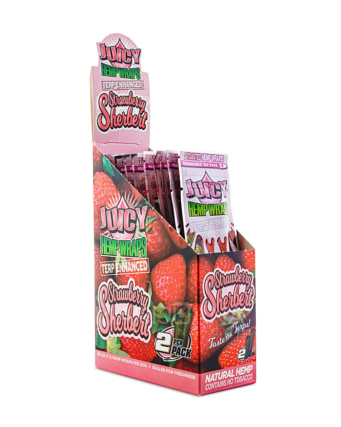 JUICY JAY'S | 'Retail Display' Terp Enhanced Natural Hemp Wraps | 109mm - Strawberry Sherbet - 25 Count Image