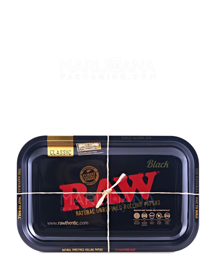 RAW | Limited Edition Black and Gold Rolling Tray |  11in x 7in - Small - Thick Metal Image