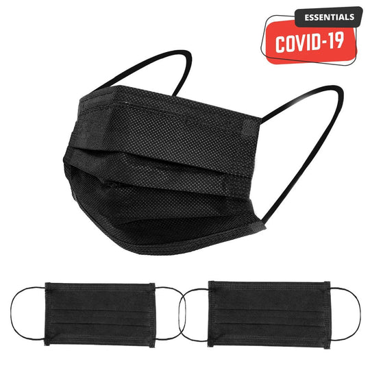 Disposable Protective Face Masks | 3 Ply - Black - 50 Count - 1
