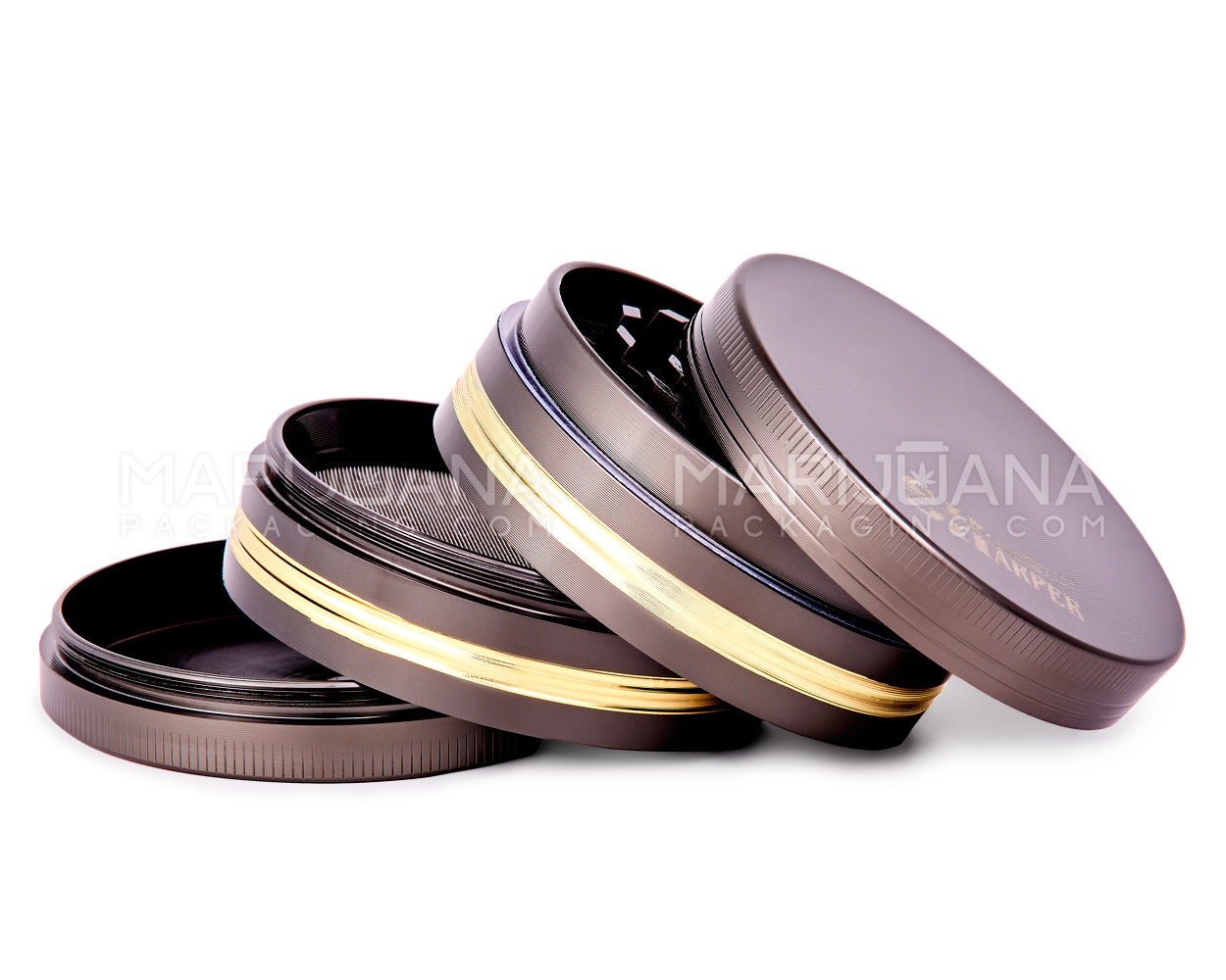 SHARPER | Magnetic Metal Grinder | 4 Piece - 63mm - Gunmetal & Gold - 3