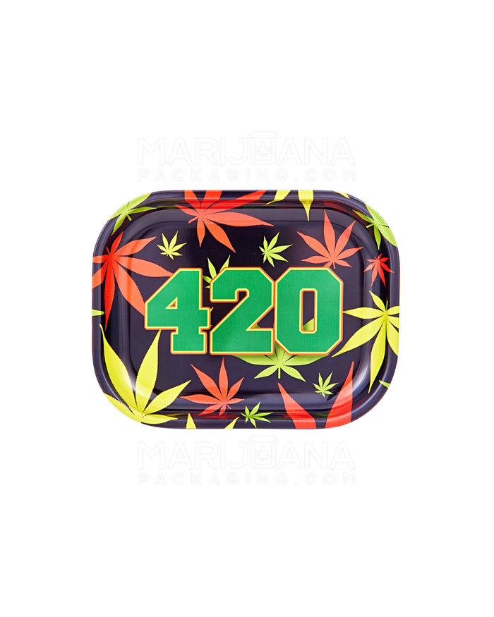 420 Rasta Leaf Rolling Tray | 5.5in x 7in - Mini - Metal Image