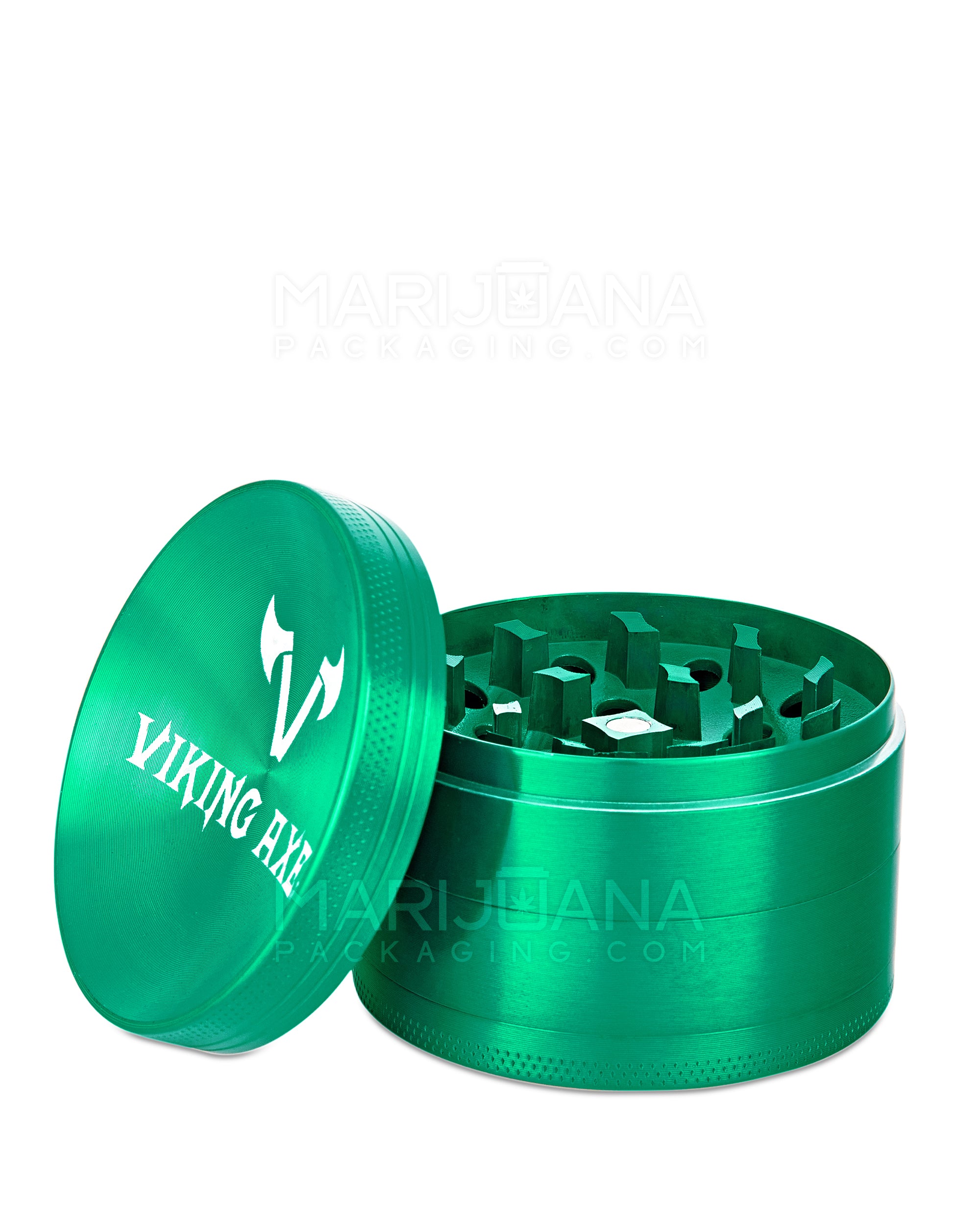 VIKING AXE | Magnetic Metal Grinder w/ Catcher | 4 Piece - 63mm - Green - 1