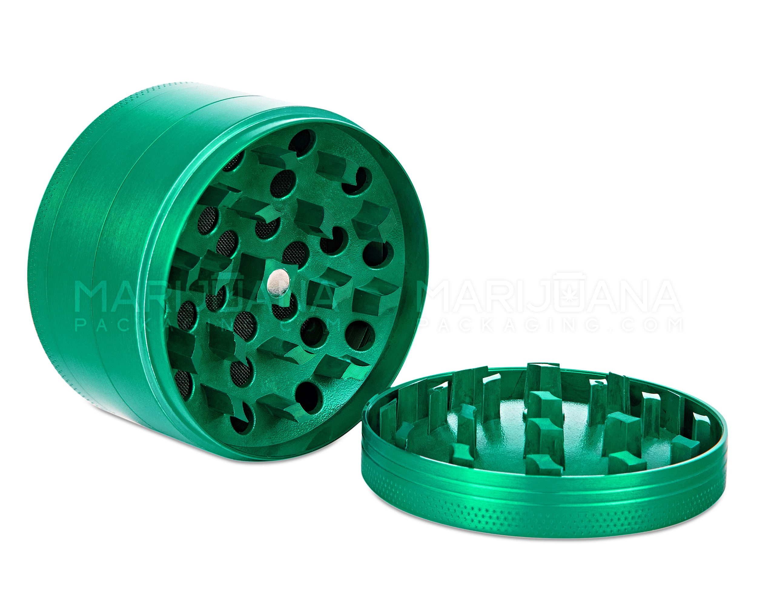 VIKING AXE | Magnetic Metal Grinder w/ Catcher | 4 Piece - 63mm - Green - 2