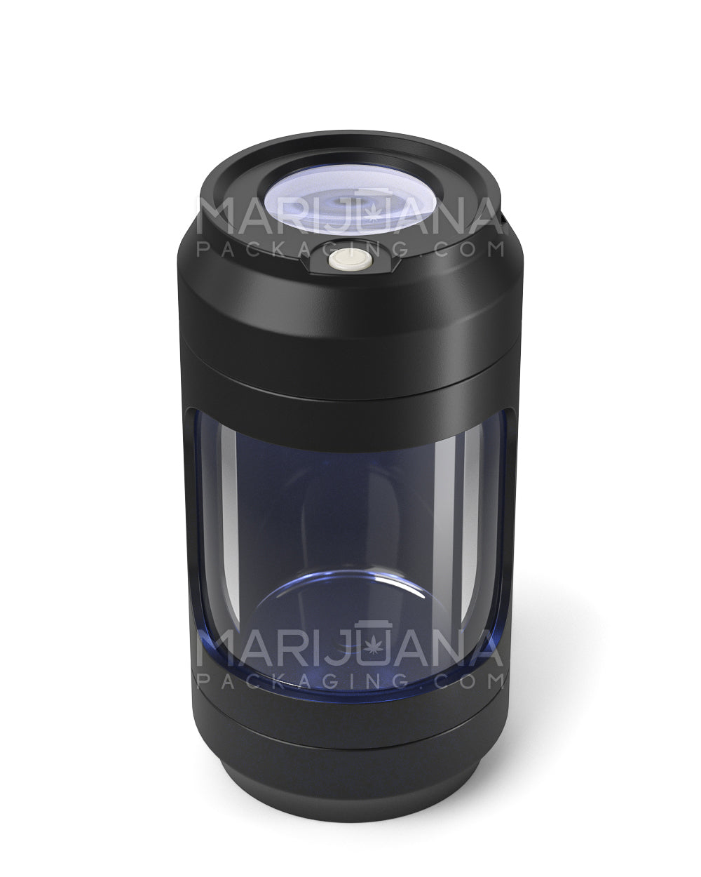 Light Up Magnifying Cap Stash Jar w/ Magnetic Grinder & One-Hitter | Plastic - 6g - Black - 6