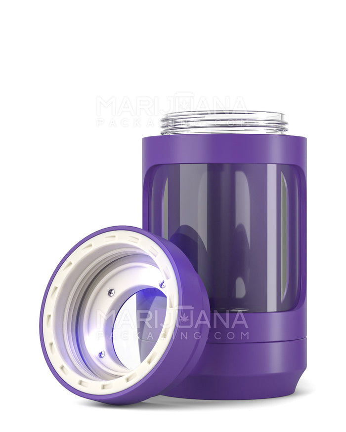 Light Up Magnifying Cap Stash Jar w/ Magnetic Grinder & One-Hitter  | Plastic - 6g - Purple Image