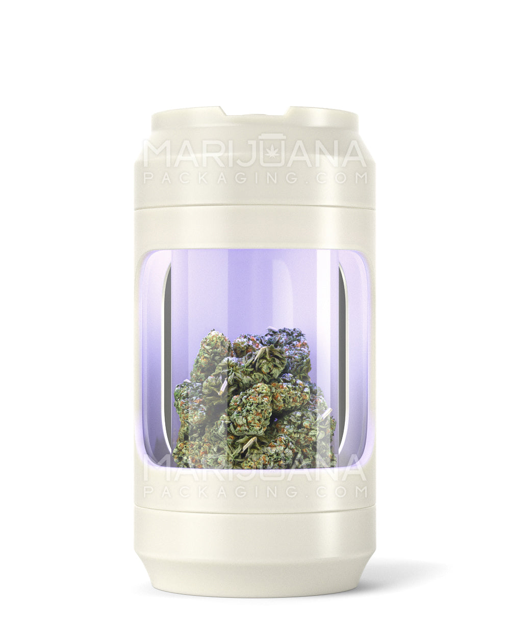 Light Up Magnifying Cap Stash Jar w/ Magnetic Grinder & One-Hitter | Plastic - 6g - White - 3