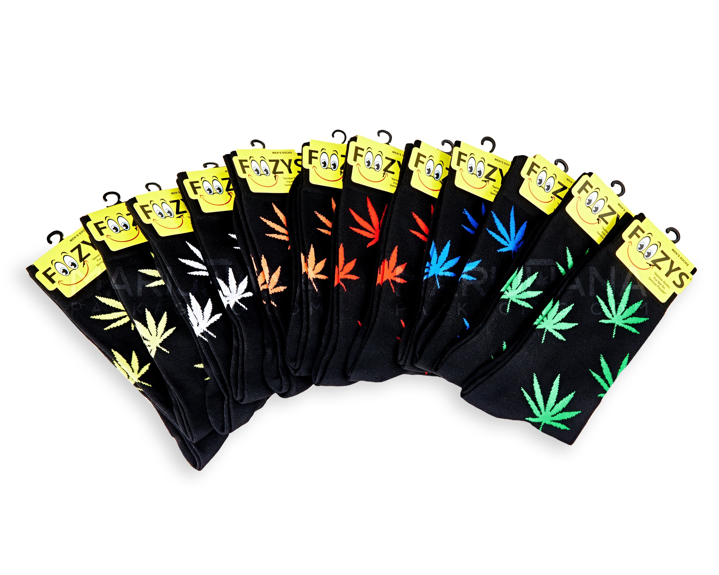 FOOZY | Men's Leaf Crew Socks | Assorted Sizes - Black - 12 Count - 2