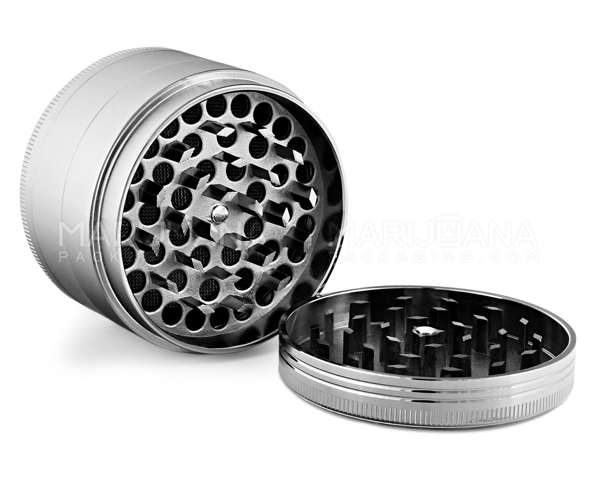 Trippy Rick Magnetic Metal Grinder w/ Catcher | 4 Piece - 63mm - Silver - 2