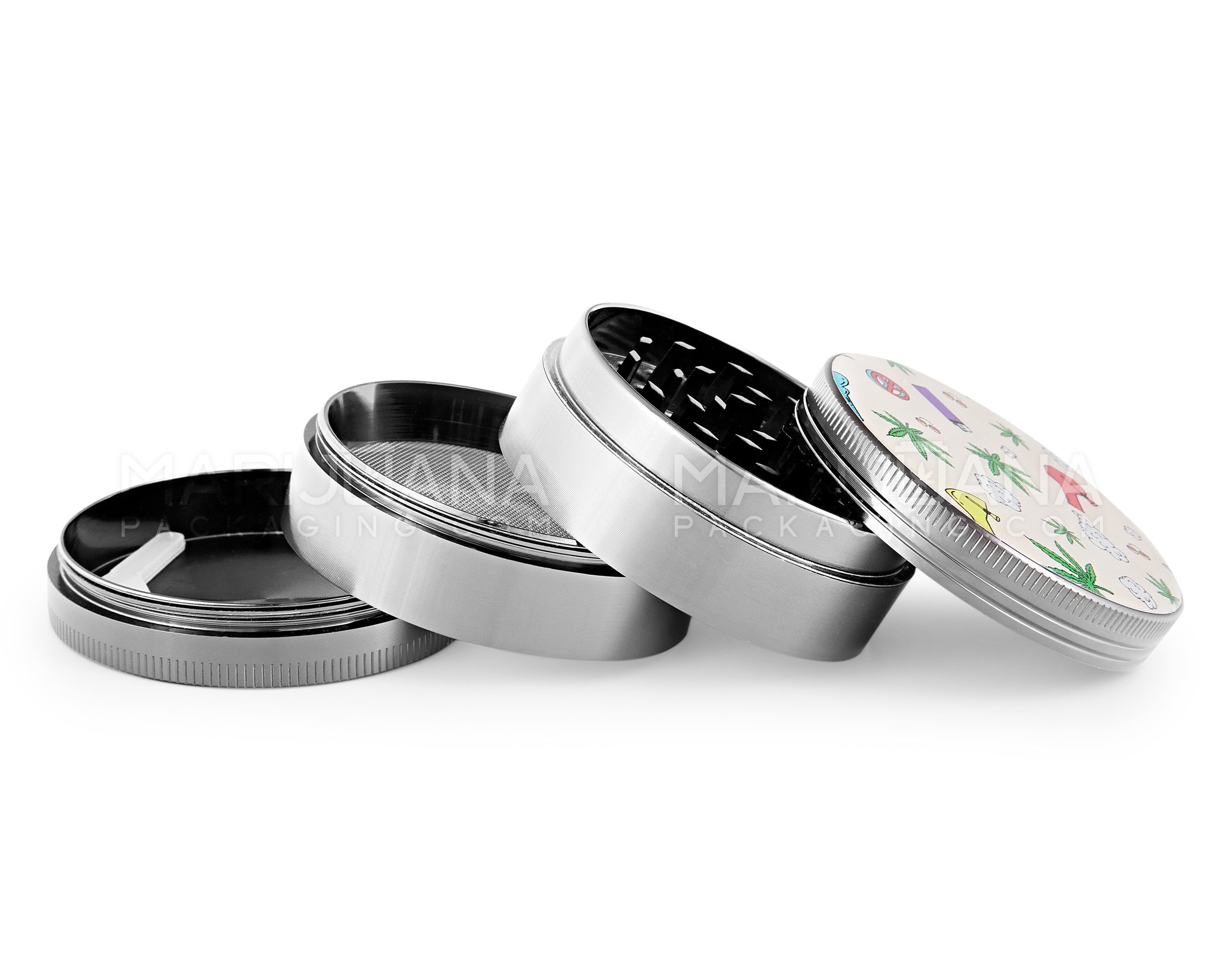 Minimalist Artwork Magnetic Metal Grinder w/ Catcher | 4 Piece - 63mm - Silver - 3