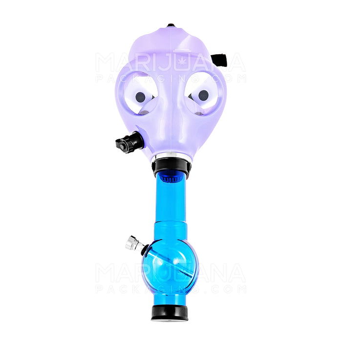 Glow-in-the-Dark | Gas Mask Acrylic Water Pipe | 8in Tall - Grommet Bowl - Assorted Image