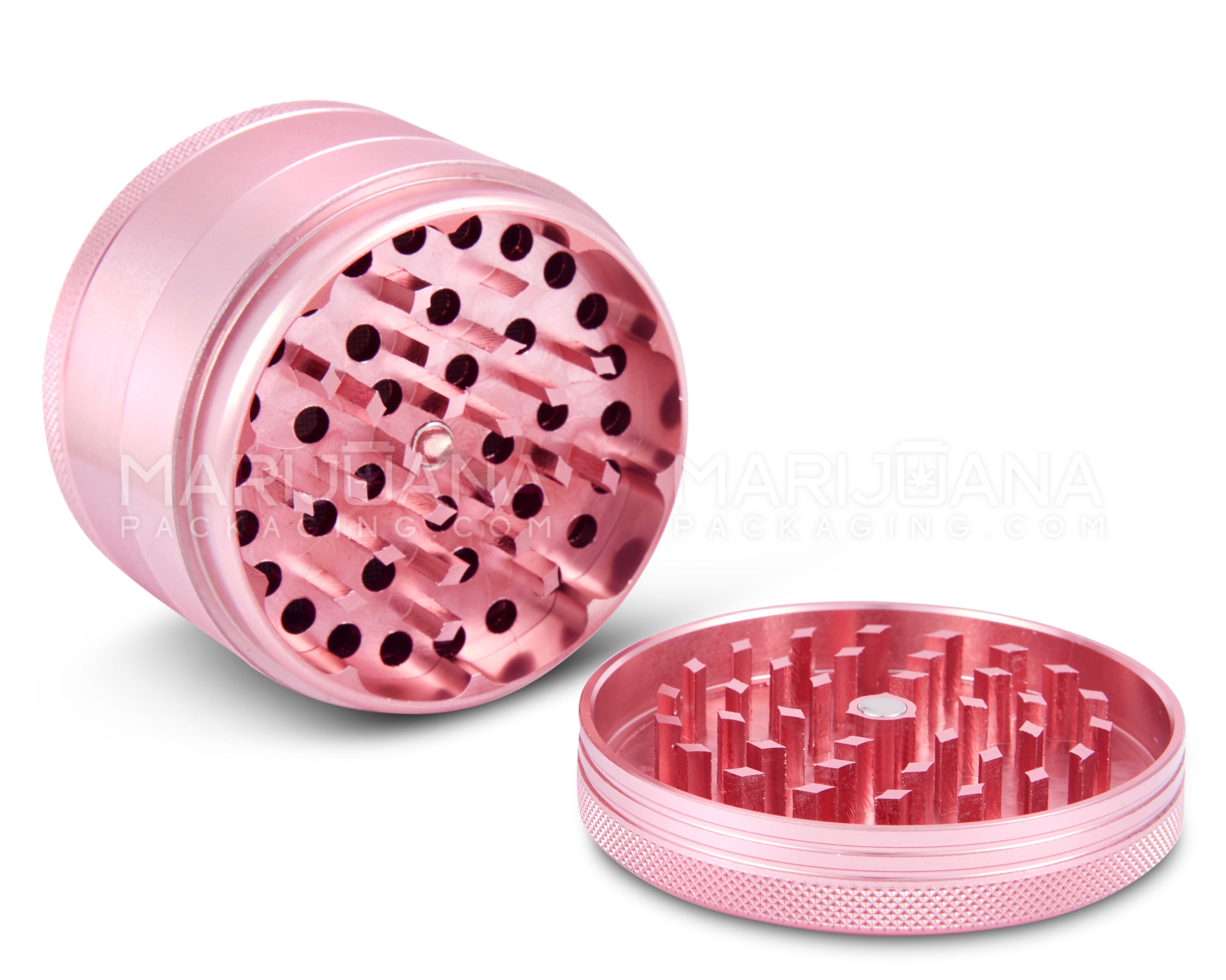 Magnetic CNC Aluminium Metal Grinder w/ Catcher | 4 Piece - 63mm - Pink - 2