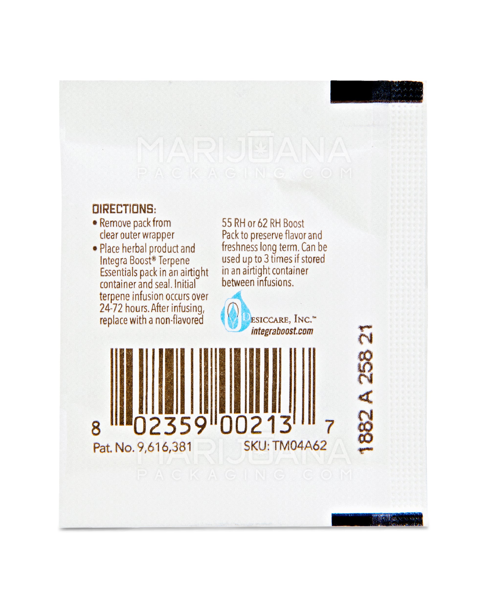 INTEGRA | 'Retail Display' Boost Terpene Essentials Myrcene Humidity Pack | 4 Grams - 62% - 48 Count - 5