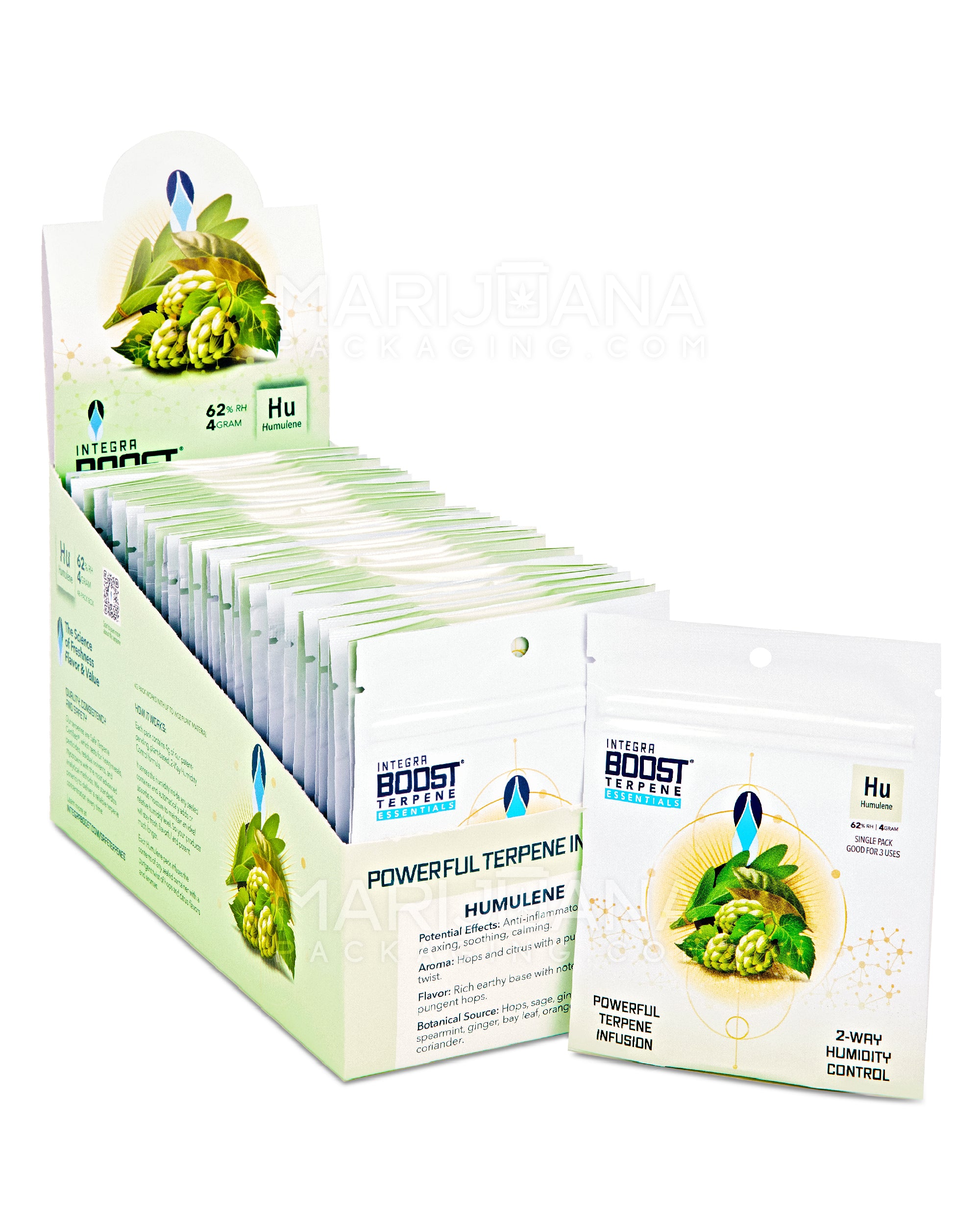 INTEGRA | 'Retail Display' Boost Terpene Essentials Humulene Humidity Pack | 4 Grams - 62% - 48 Count - 1