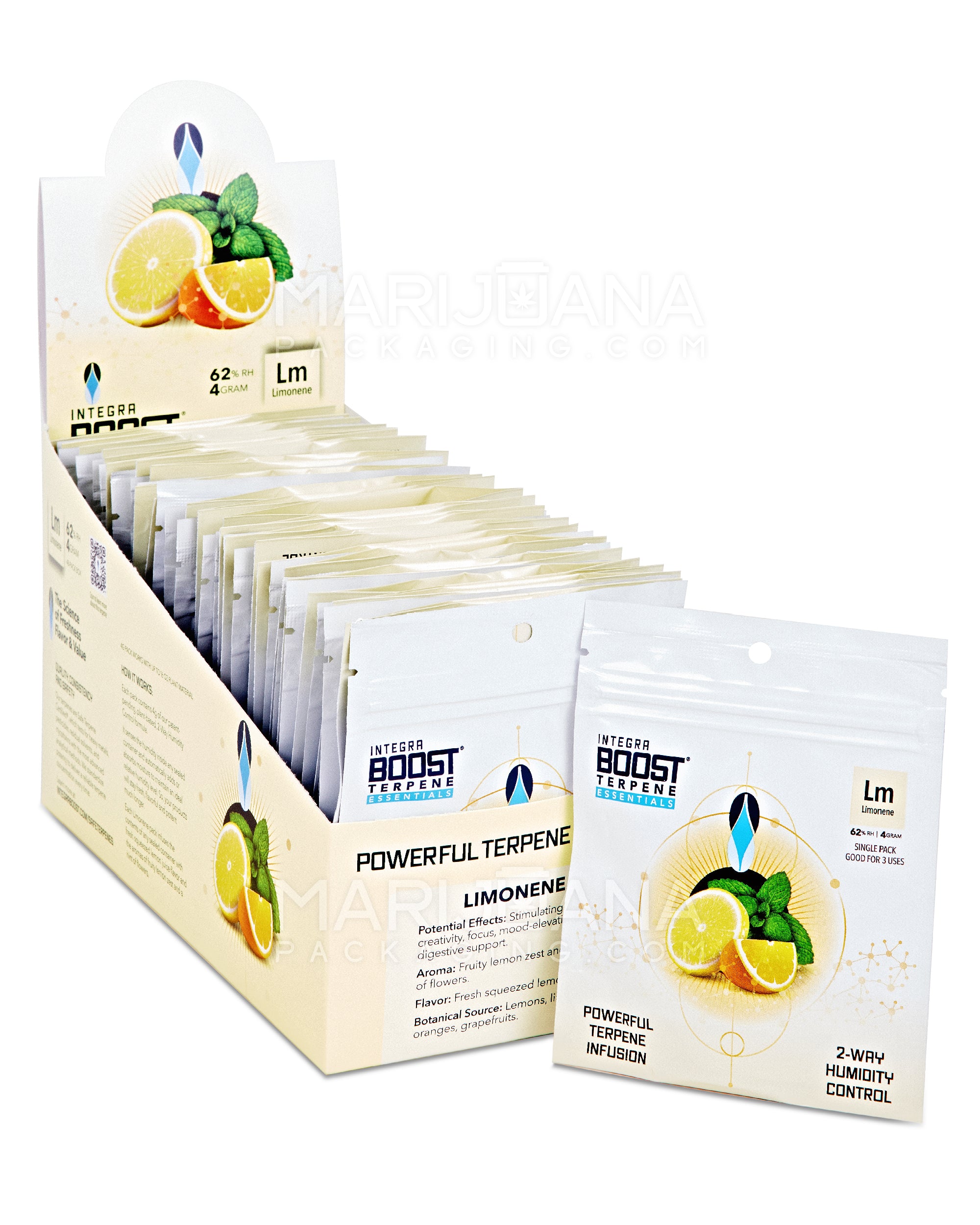 INTEGRA | 'Retail Display' Boost Terpene Essentials Limonene Humidity Pack | 4 Grams - 62% - 48 Count - 1