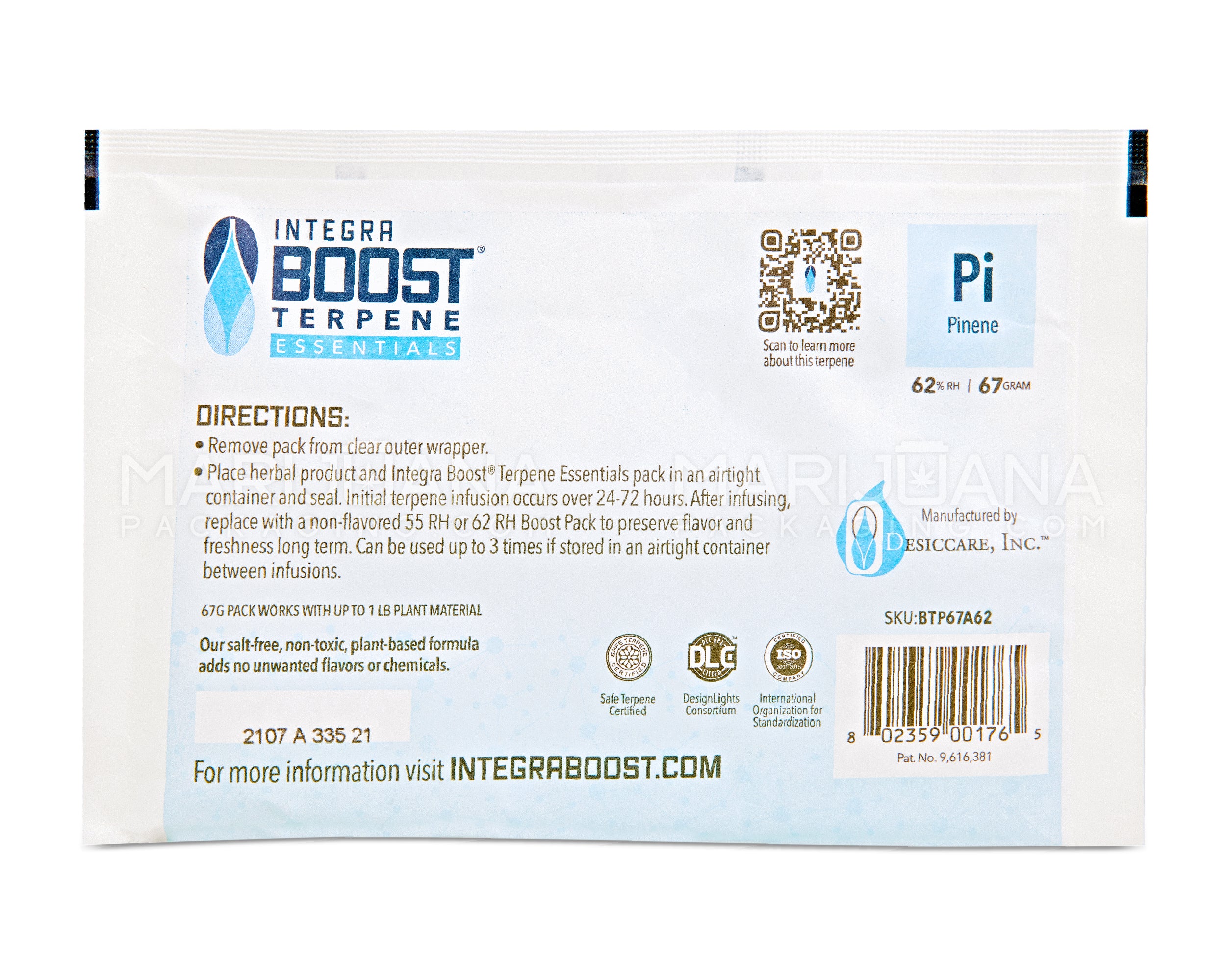 INTEGRA | 'Retail Display' Boost Terpene Essentials Pinene Humidity Pack | 67 Grams - 62% - 12 Count - 3