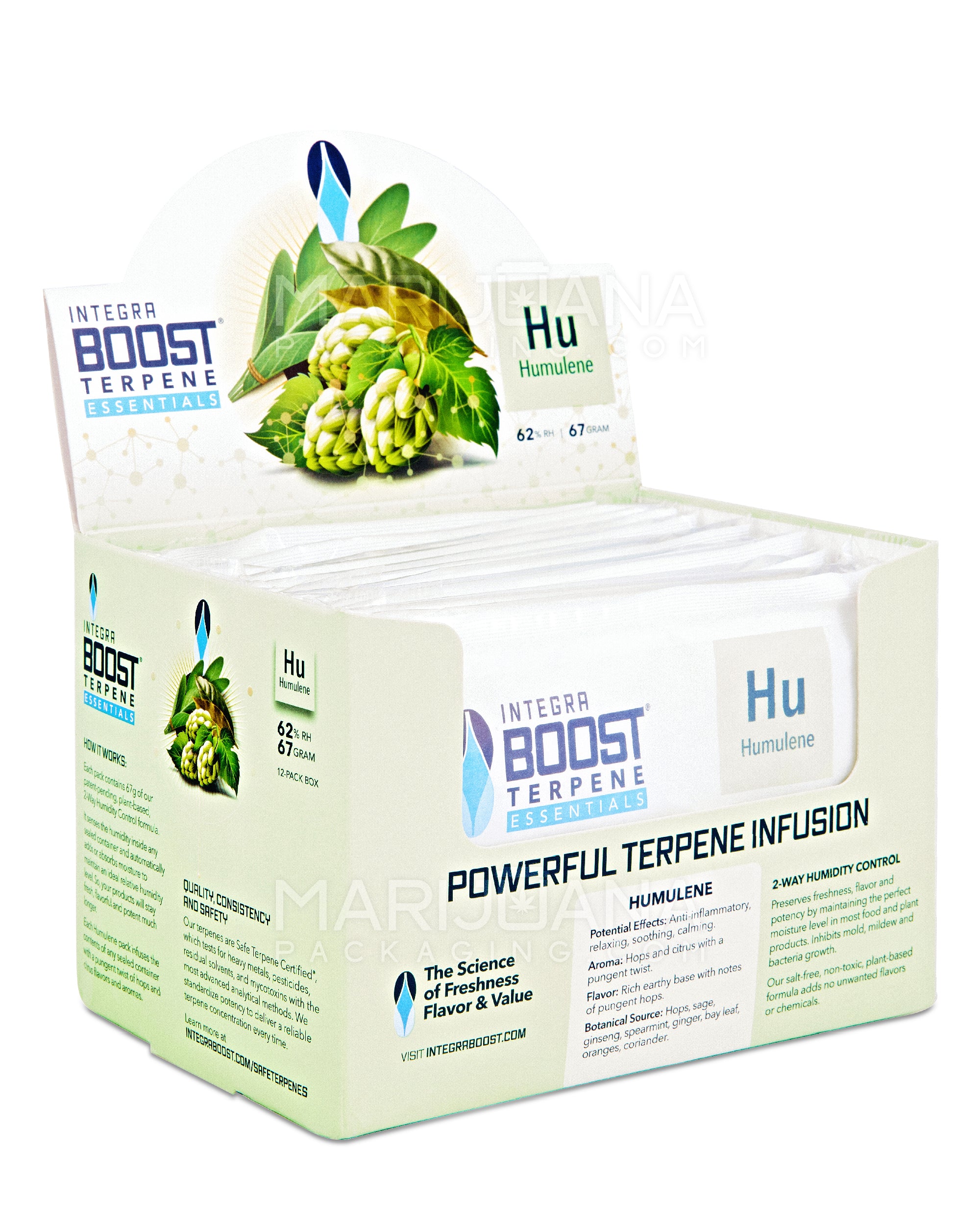 INTEGRA | 'Retail Display' Boost Terpene Essentials Humulene Humidity Pack | 67 Grams - 62% - 12 Count - 1