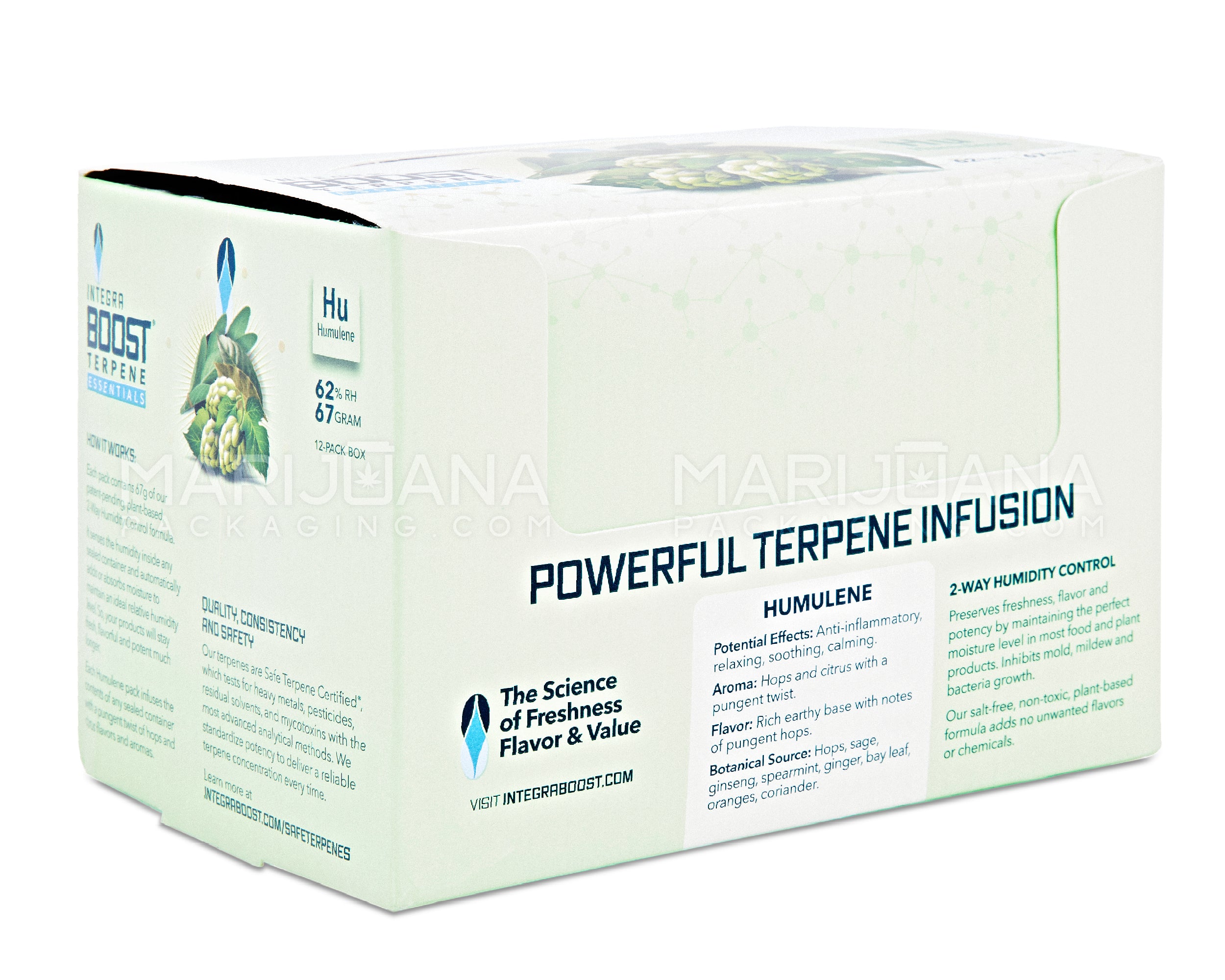 INTEGRA | 'Retail Display' Boost Terpene Essentials Humulene Humidity Pack | 67 Grams - 62% - 12 Count - 5